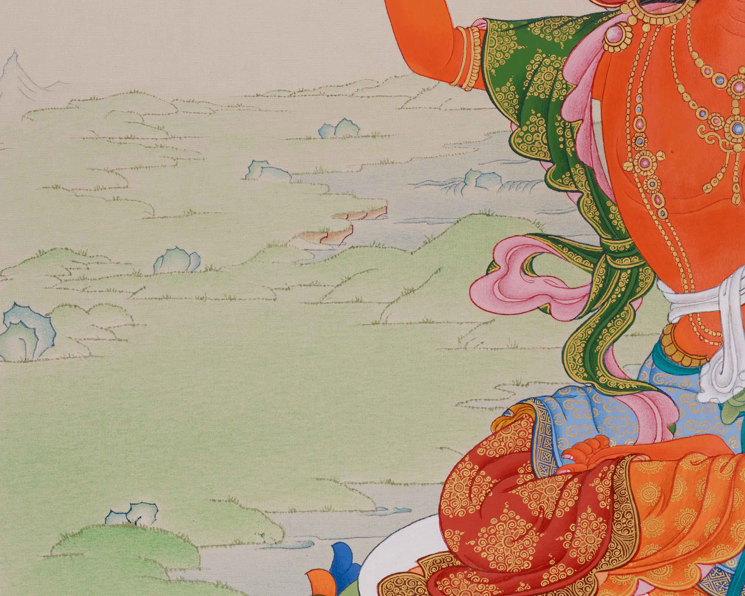 Traditional Thangka Of Manjushri | Wisdom Deity
