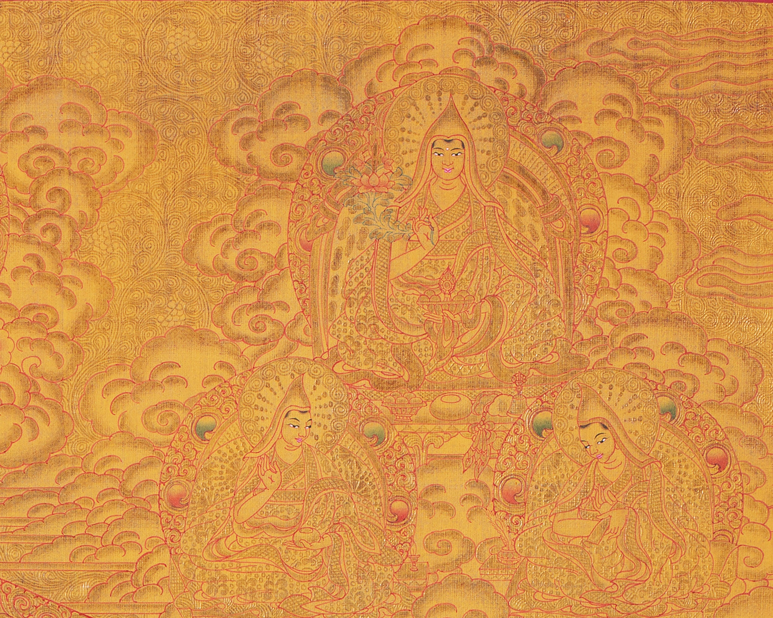Shakyamuni Buddha Mandala Thangka with Pure 24k Golden  Embellishment | Wall Hanging Yoga Meditation Canvas Art | Spiritual Gift Idea