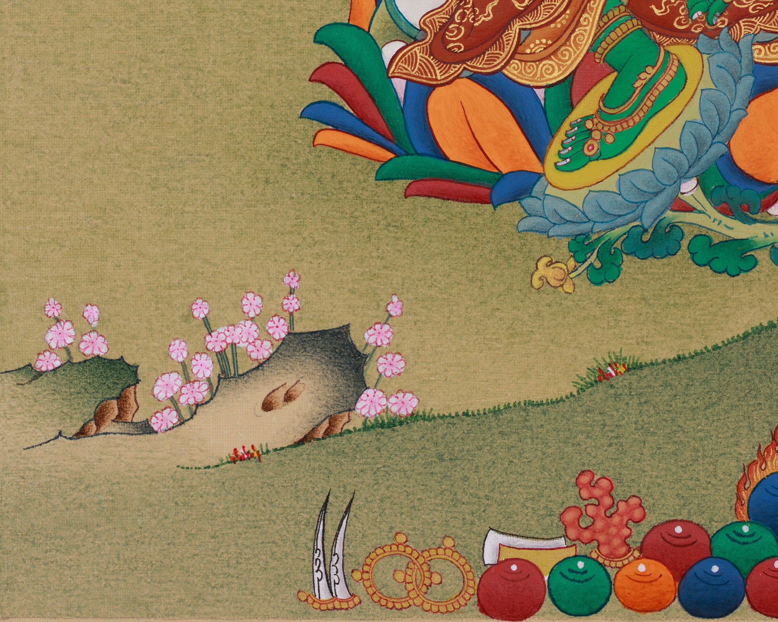 Green Tara with Amitabha Buddha Painting | Compassionate Deity and Buddha of Infinite Light