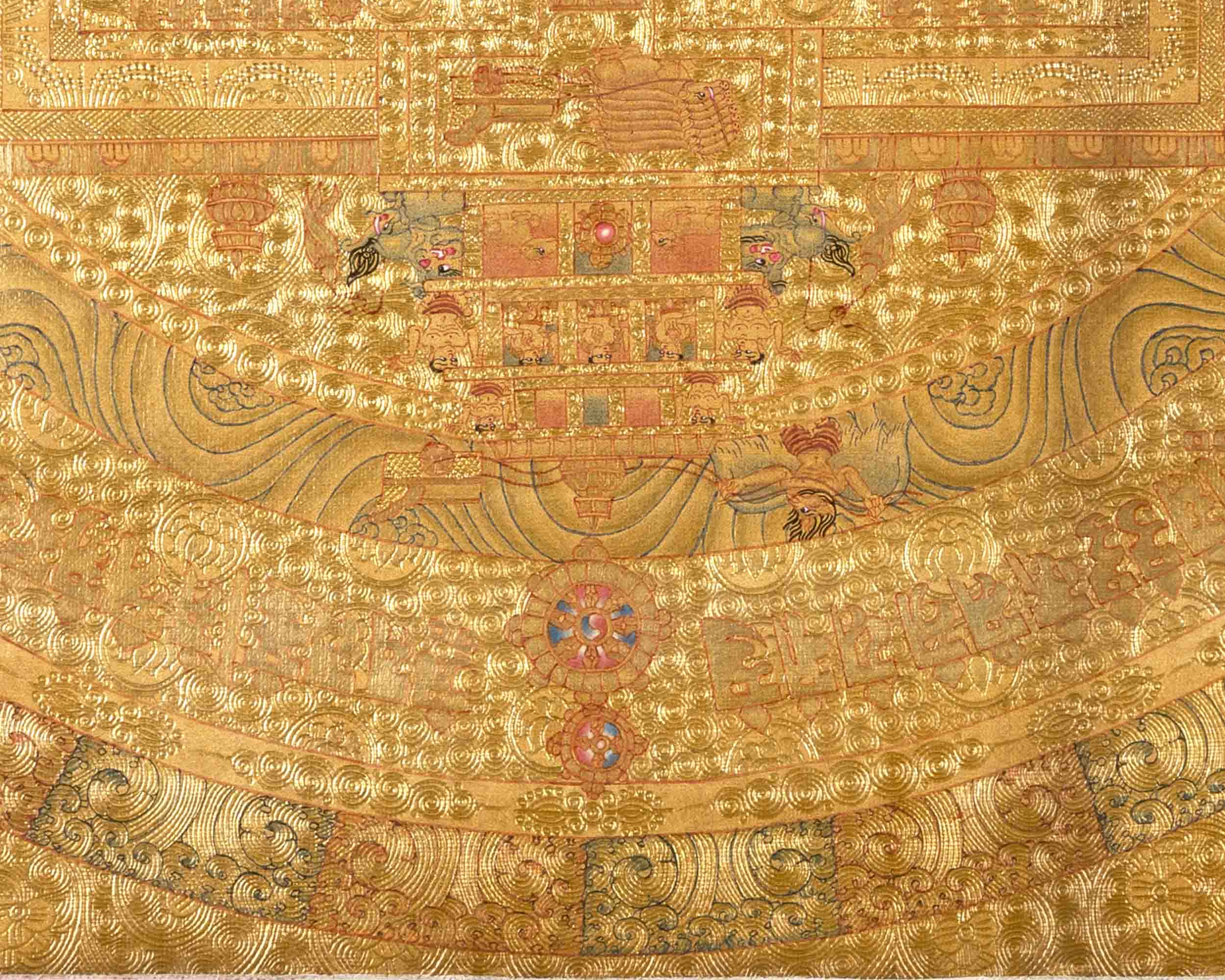 Original Hand Painted Full 24K Gold Style Kalachakra Mandala Tibetan Thangka