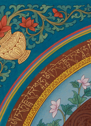 Elegant Green Tara Mantra Mandala | Embellished with Lhasa Stone Pigments & 24K Gold