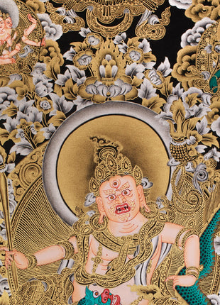 Rare Five Dzambhalas Thangka Masterpiece | Pure Silver & Gold Splendor
