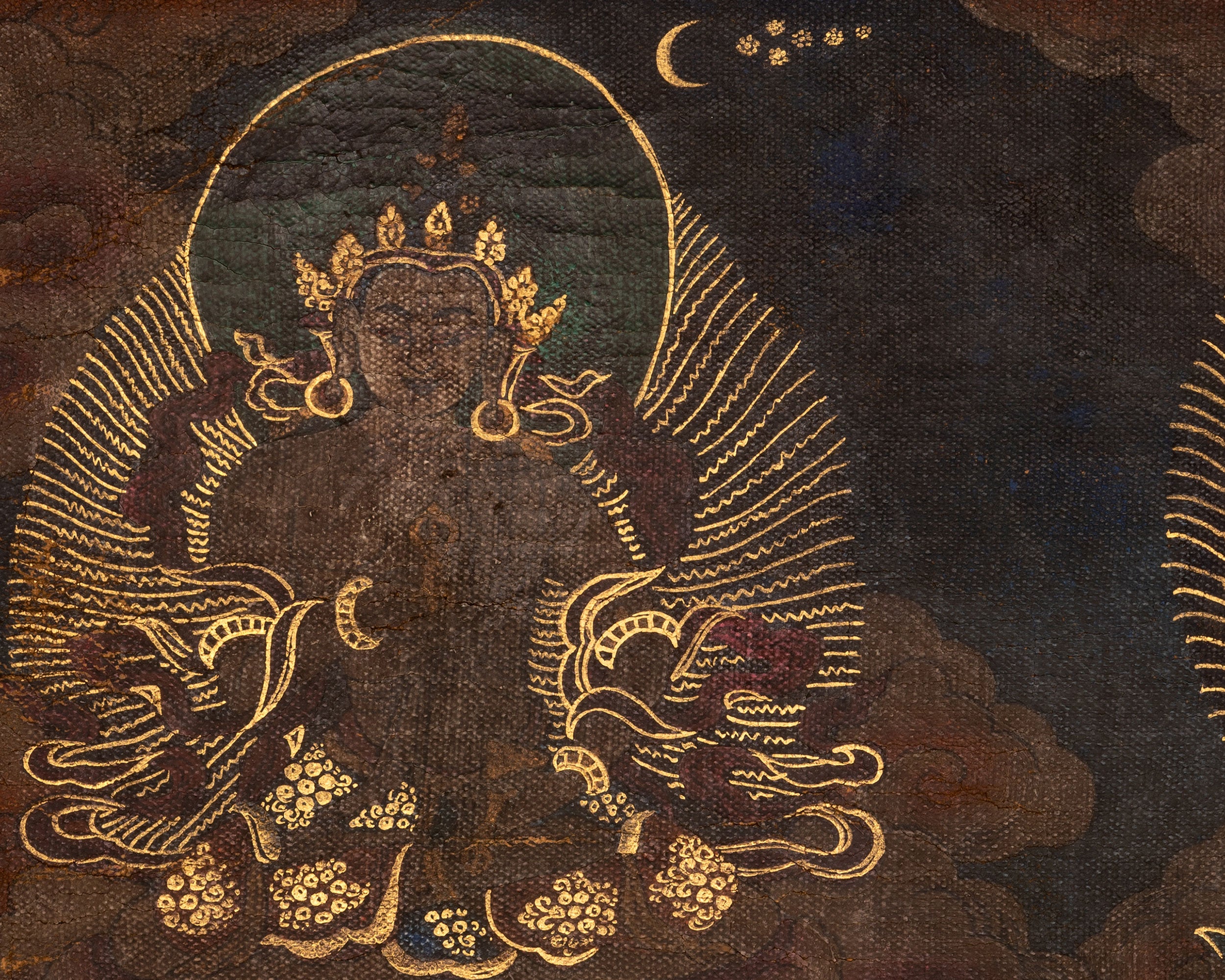 6-Armed Dharmapala Mahakala | Vintage Tibetan Thangka Painting