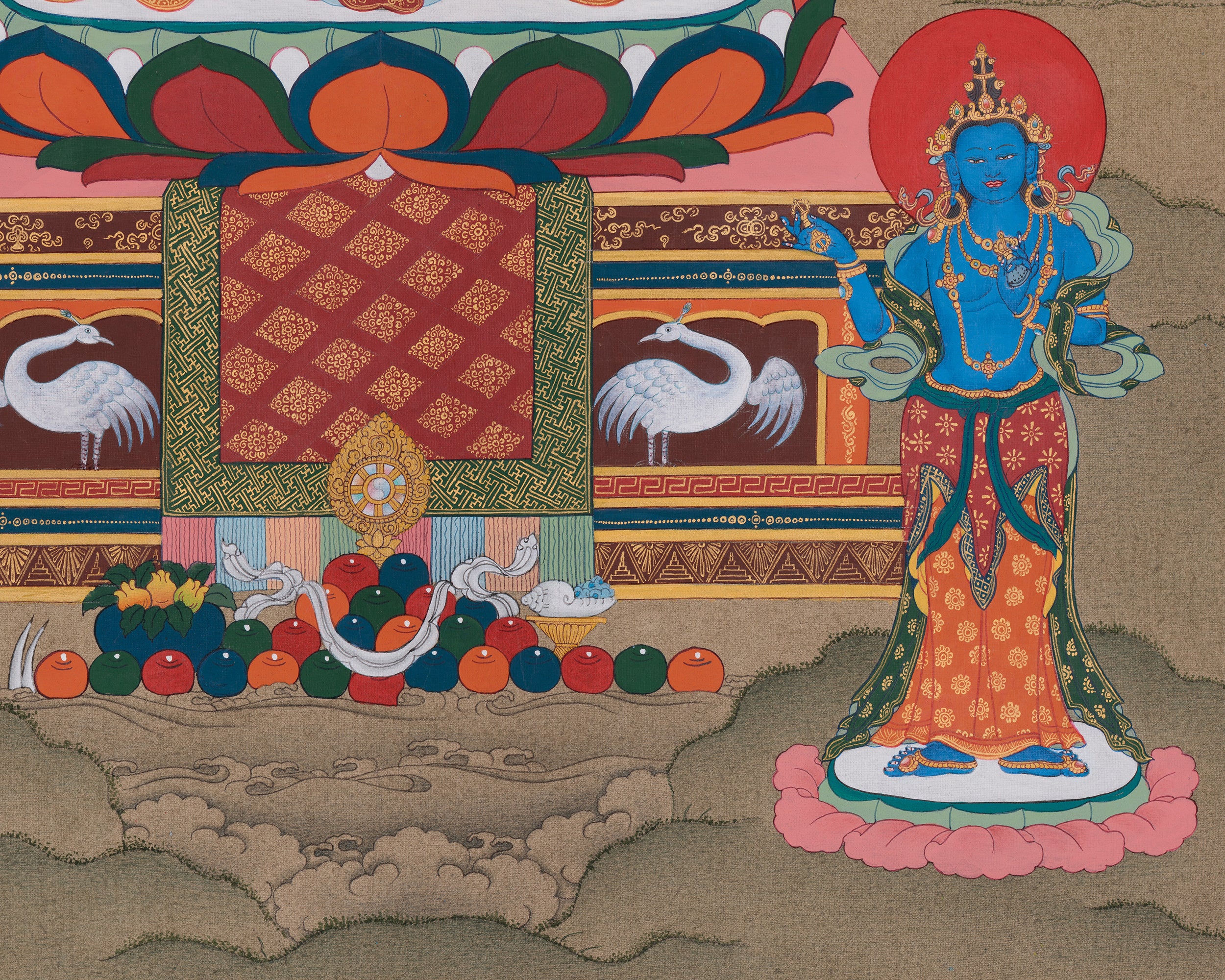 Amitabha Buddha with Chenrezig and Vajrapani | Tibetan Bodhisattva Thangka