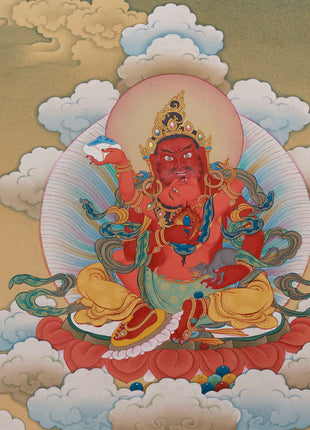Exquisite Thangka of Guardian King Vaisravana | Assembly of Wealth Deities