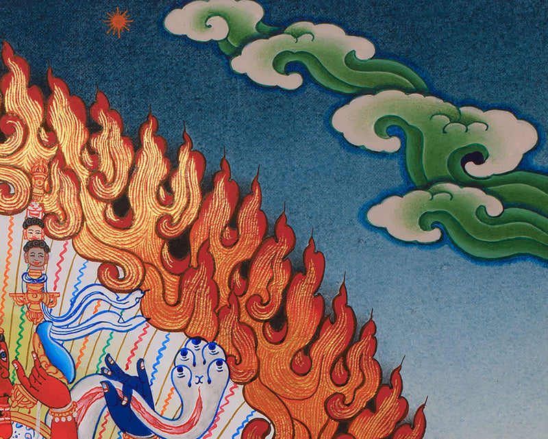 Wrathful Chakrasamvara Thangka | Hand-Painted Tibetan Buddhist Deity Art