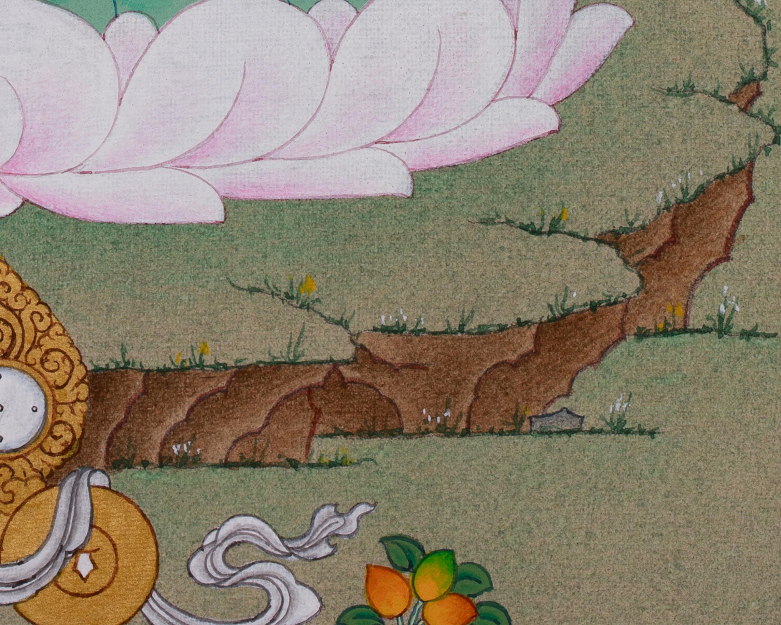 Hand-Painted Peaceful Deity Shakyamuni Buddha Thangka | A Symbol of Enlightenment