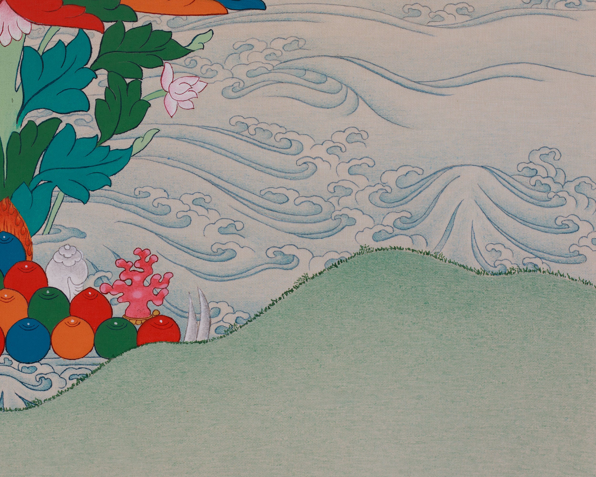 Lotus-Born Guru Rinpoche Art | Tibetan Himalayan Thangka | Spiritual Altar