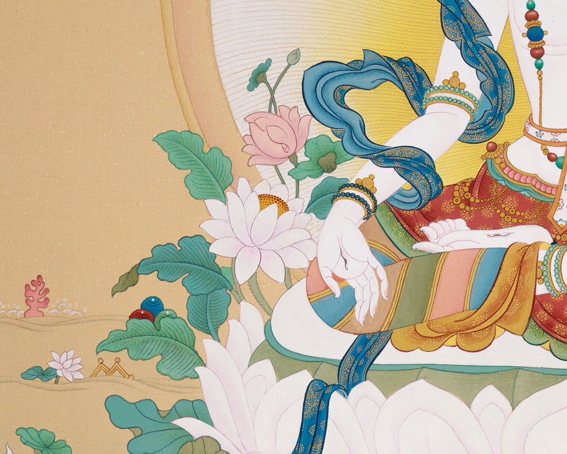 Radiant White Tara Thangka | Masterwork from Enlightenment Studio