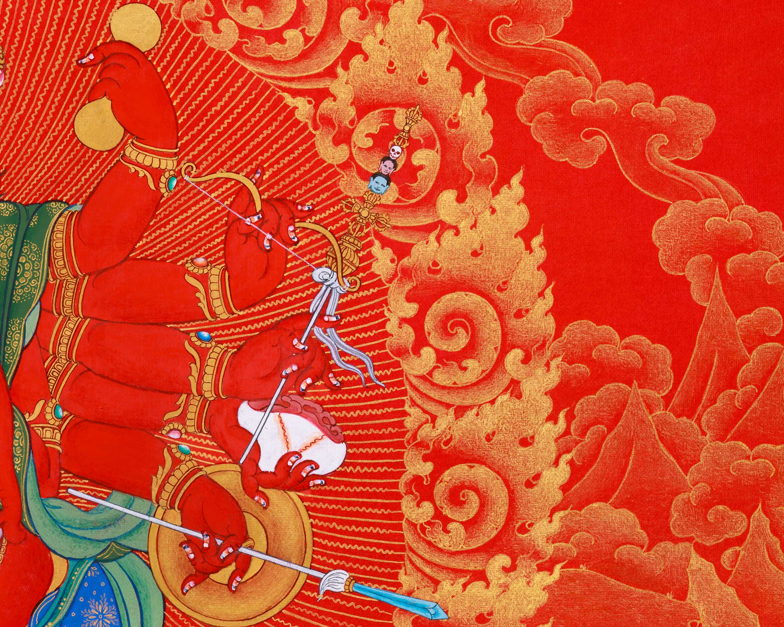 Majestic Red and Gold Ganapati Thangka