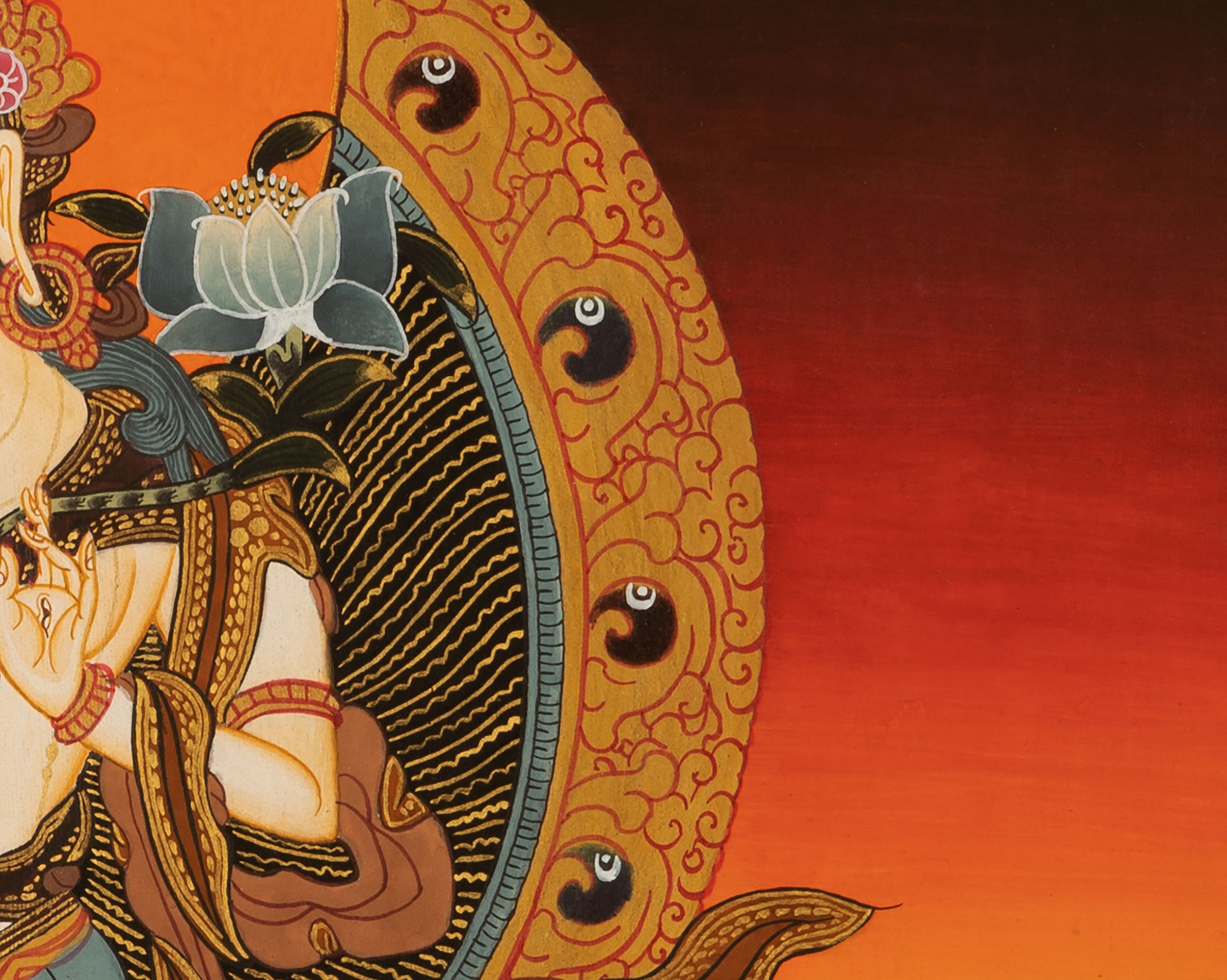 Hand-Painted Tibetan Bodhisattva White Tara Thangka | Goddess of Longevity and Healing