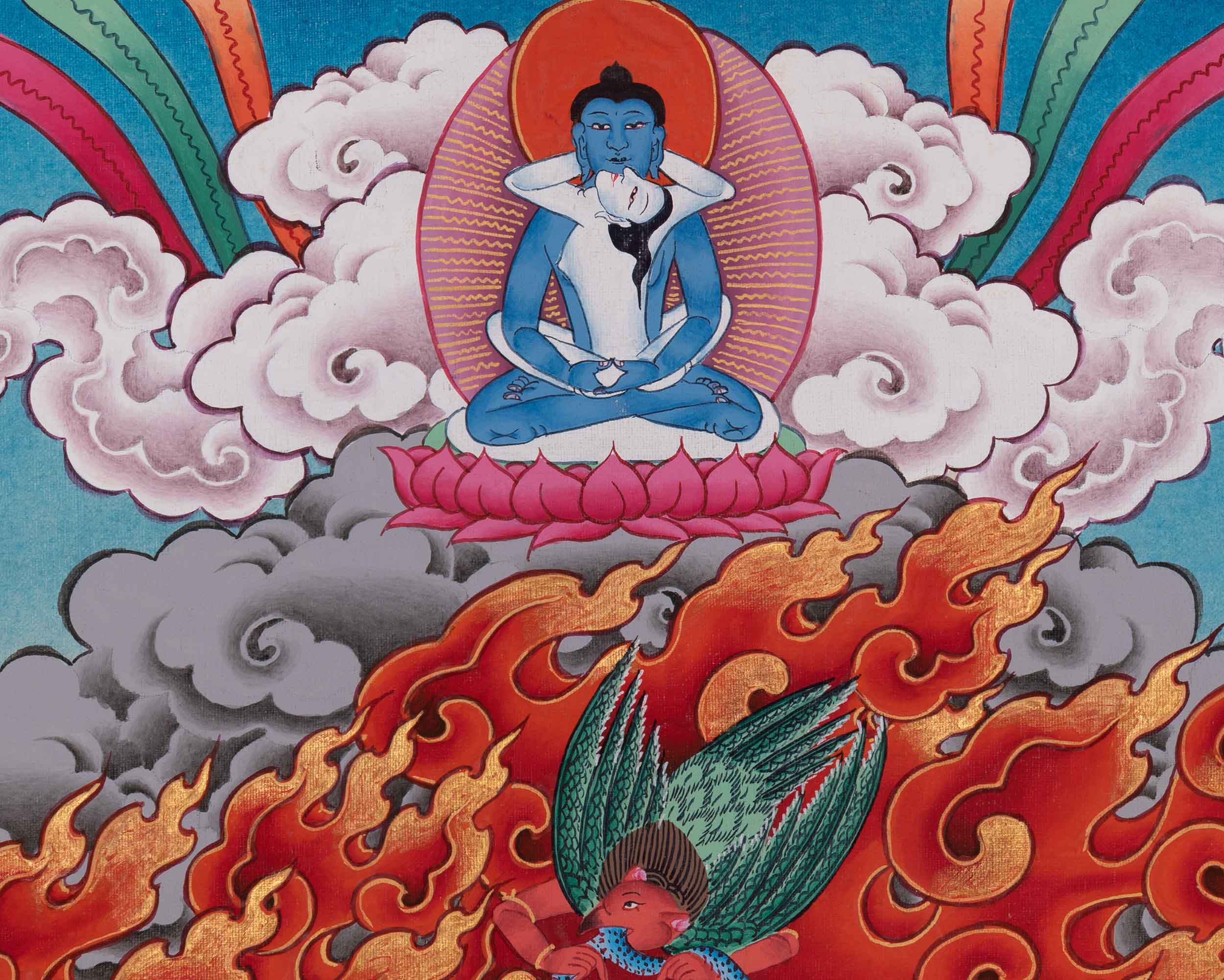 Vajrakilaya with His Consort Thangka | Protection & Spiritual Empowerment