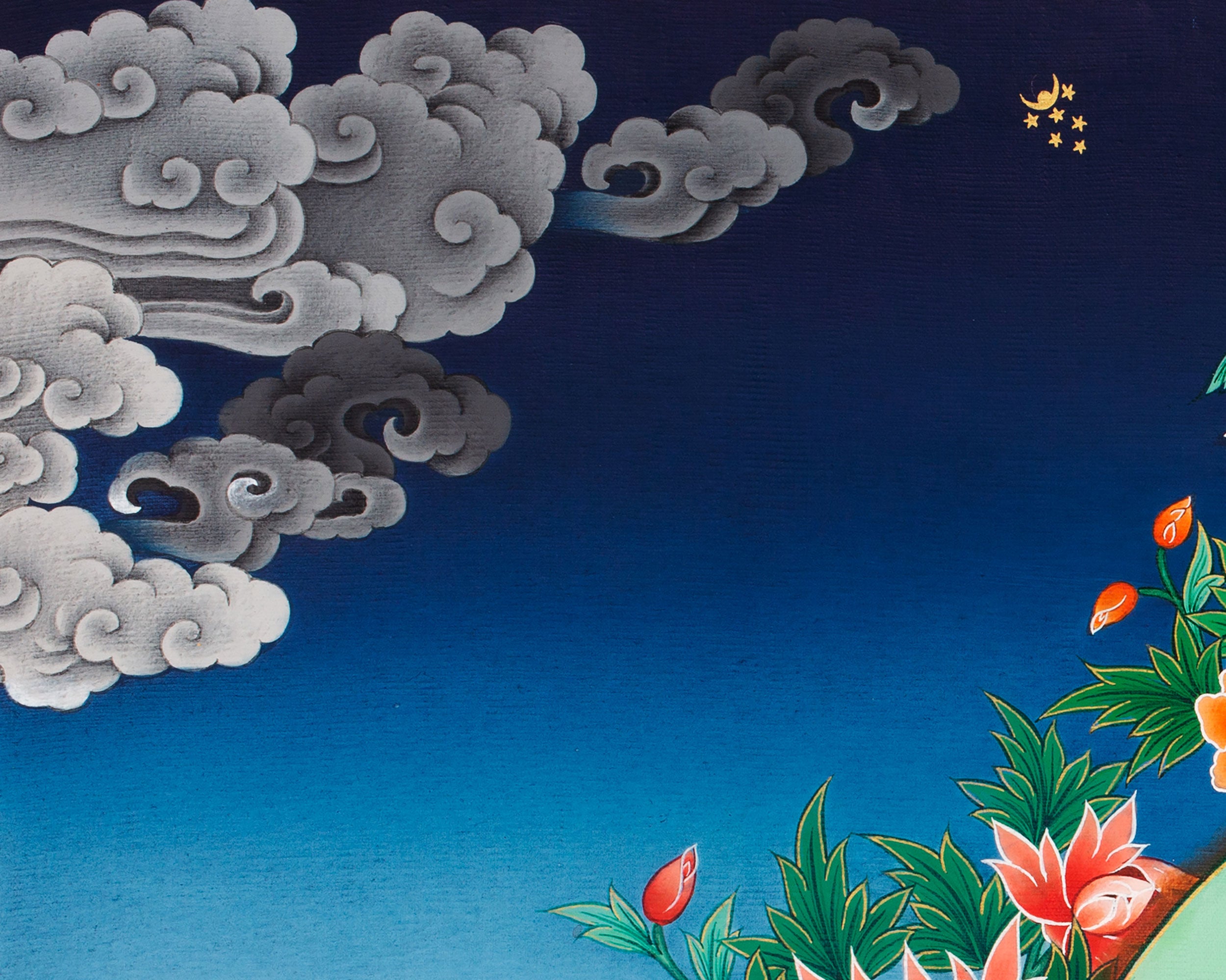 Buddhist Deity Manjushri Thangka | Sacred Buddhist Art of Wisdom and Compassion