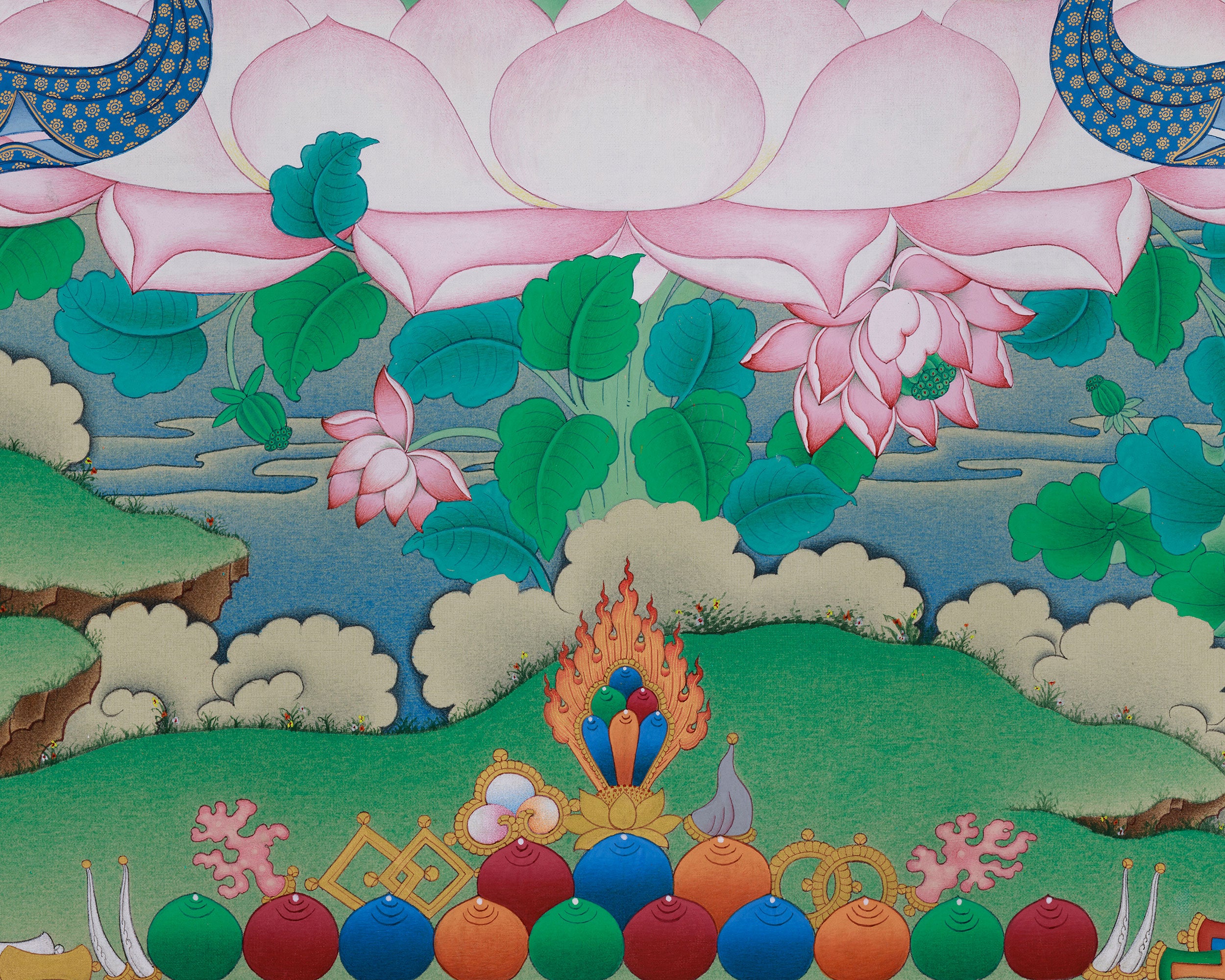 Two-Armed Chenrezig with Amitabha Buddha Thangka | Symbolizing Compassion, Pure Land Blessings