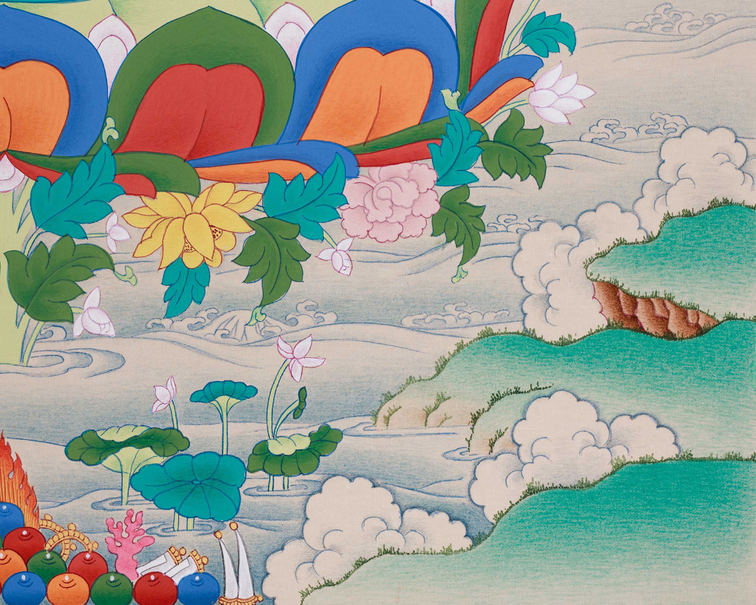 24 Inch Manjushri Thangka | Bodhisattva of Profound Knowledge and Clarity