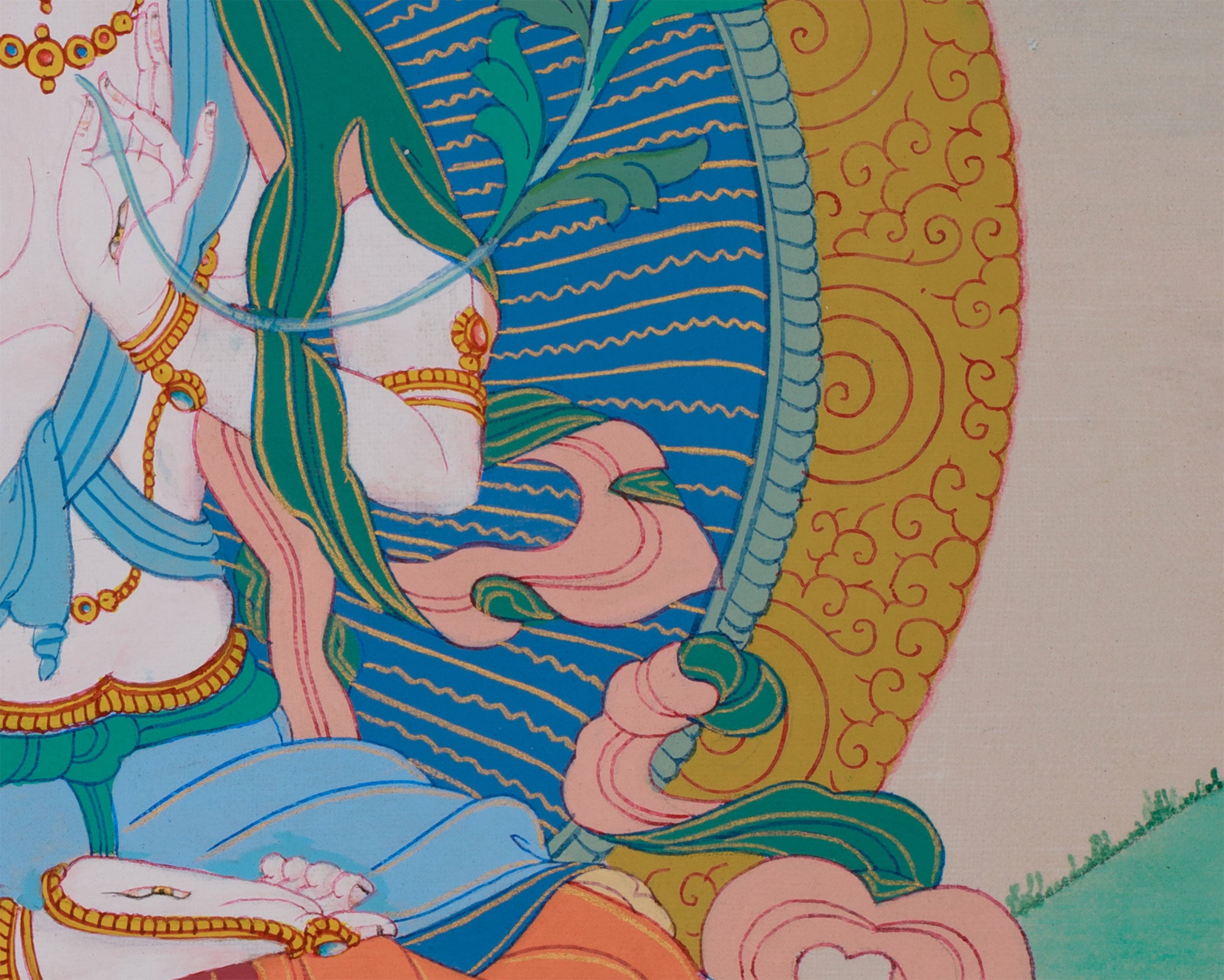 Hand-Painted Healing White Tara Thangka | Female Tibetan Buddhist Art