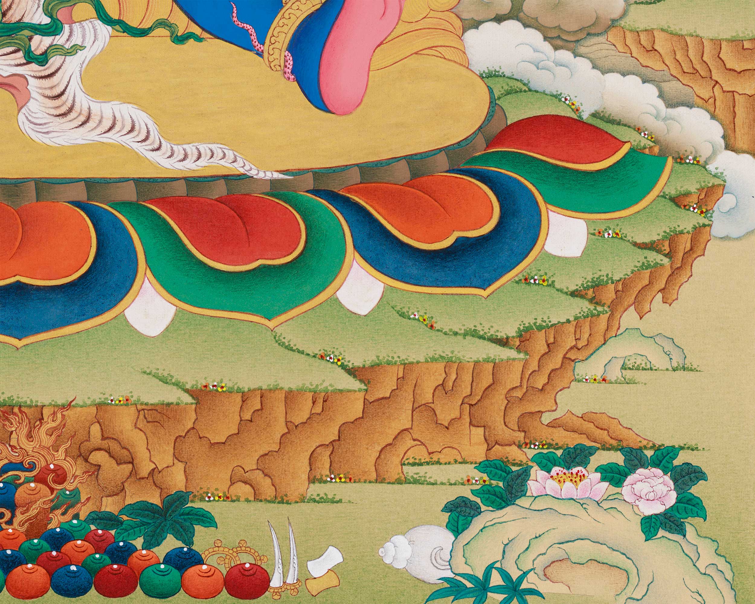 Vajrapani with Amitabha Buddha | Lhasa Hues Thangka of Protection and Compassion