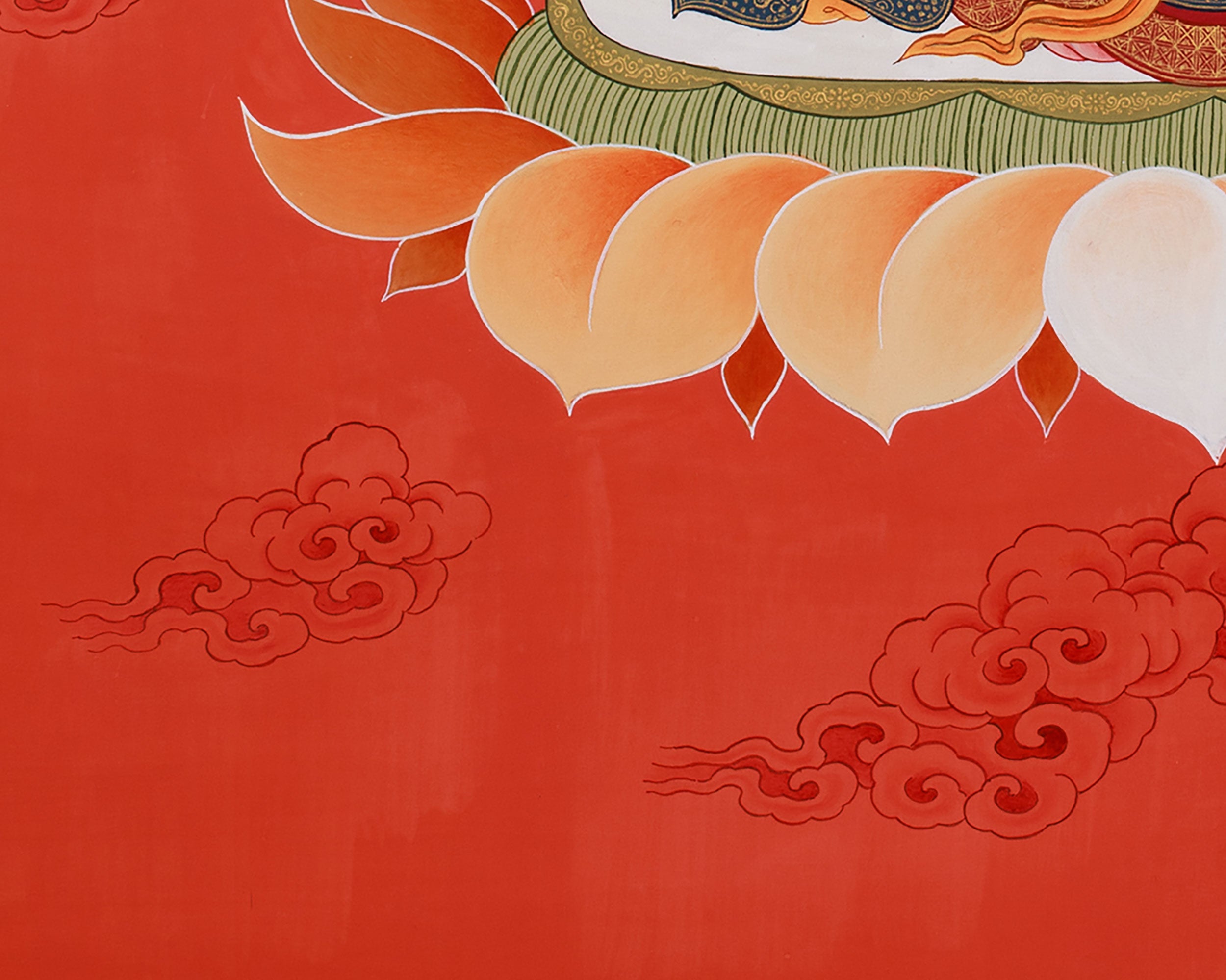 Thangka of Bodhisattva Chenrezig | Minimal Red Hues Artwok