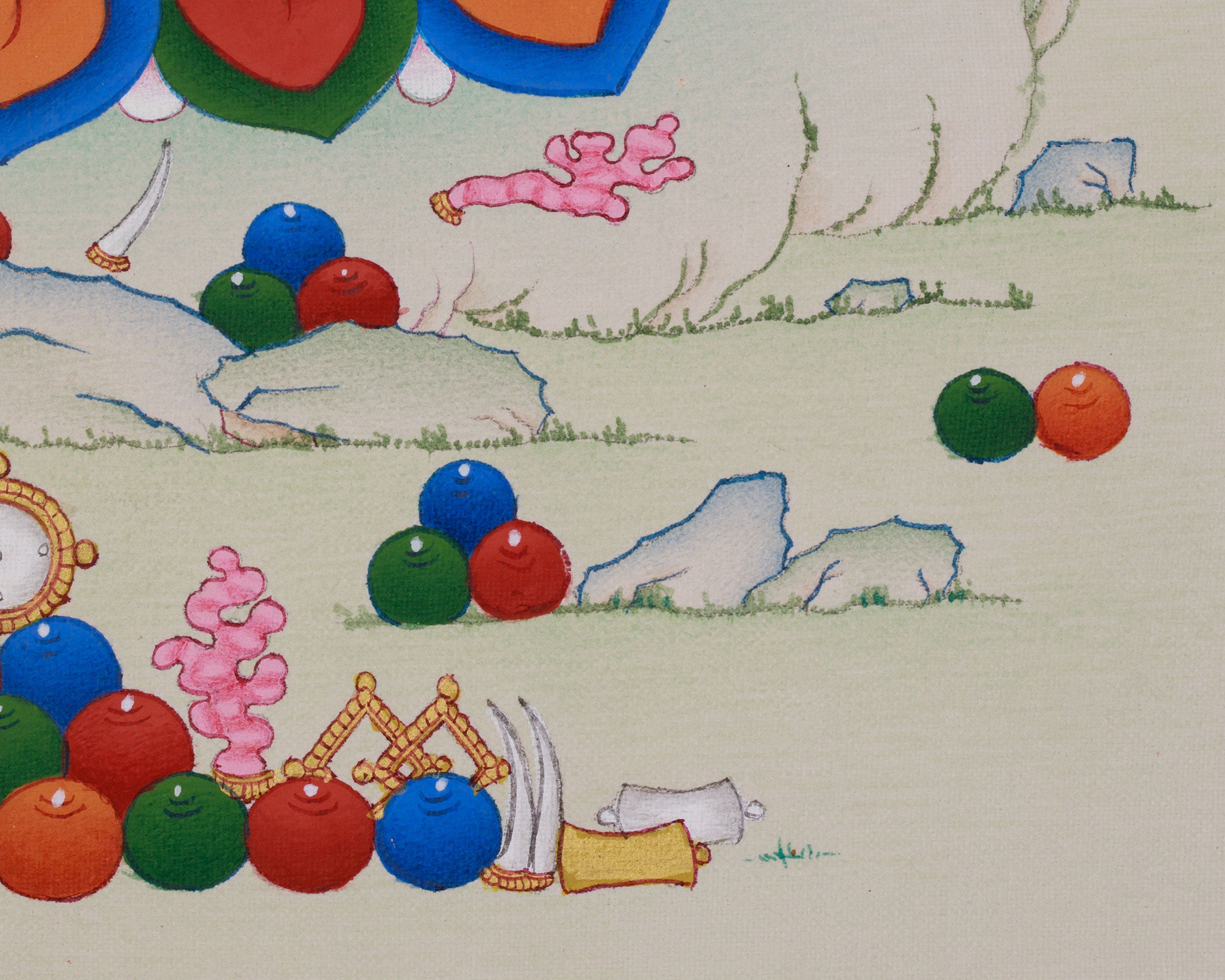 Hand-Painted Yellow Dzambhala Thangka | The Buddha of Prosperity and Fortune