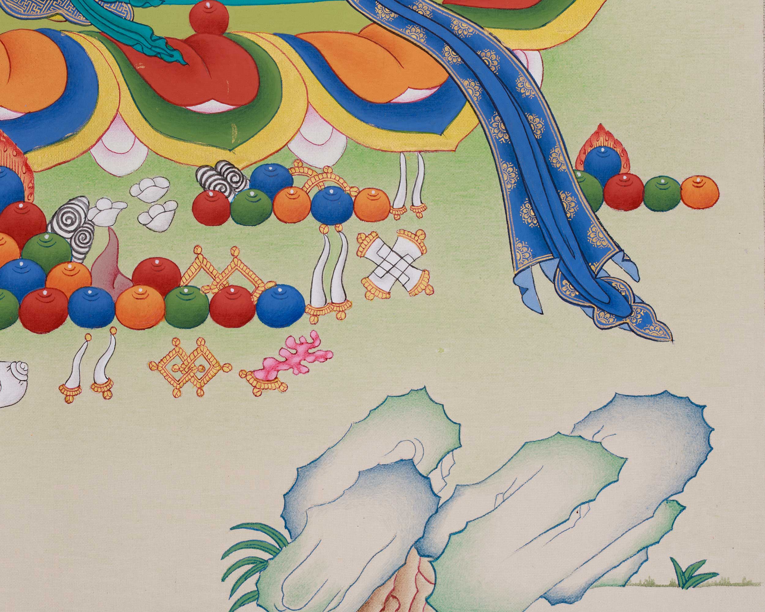 Traditional Thangka of Yellow Dzambhala | Tibetan Buddha Art for Prosperity