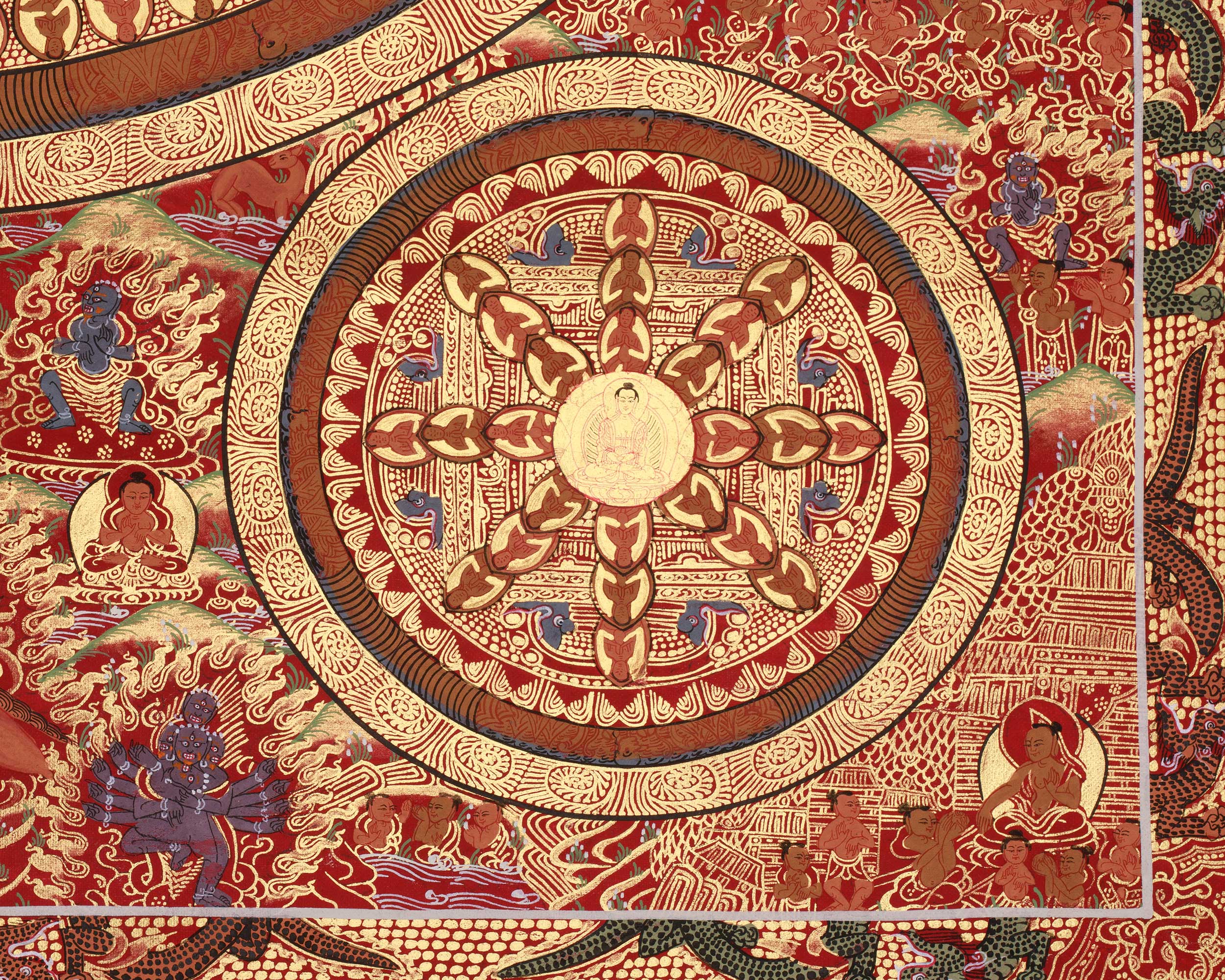 Shakyamuni Buddha Mandala Painting | A Sacred Thangka of Enlightenment and Cosmic Order