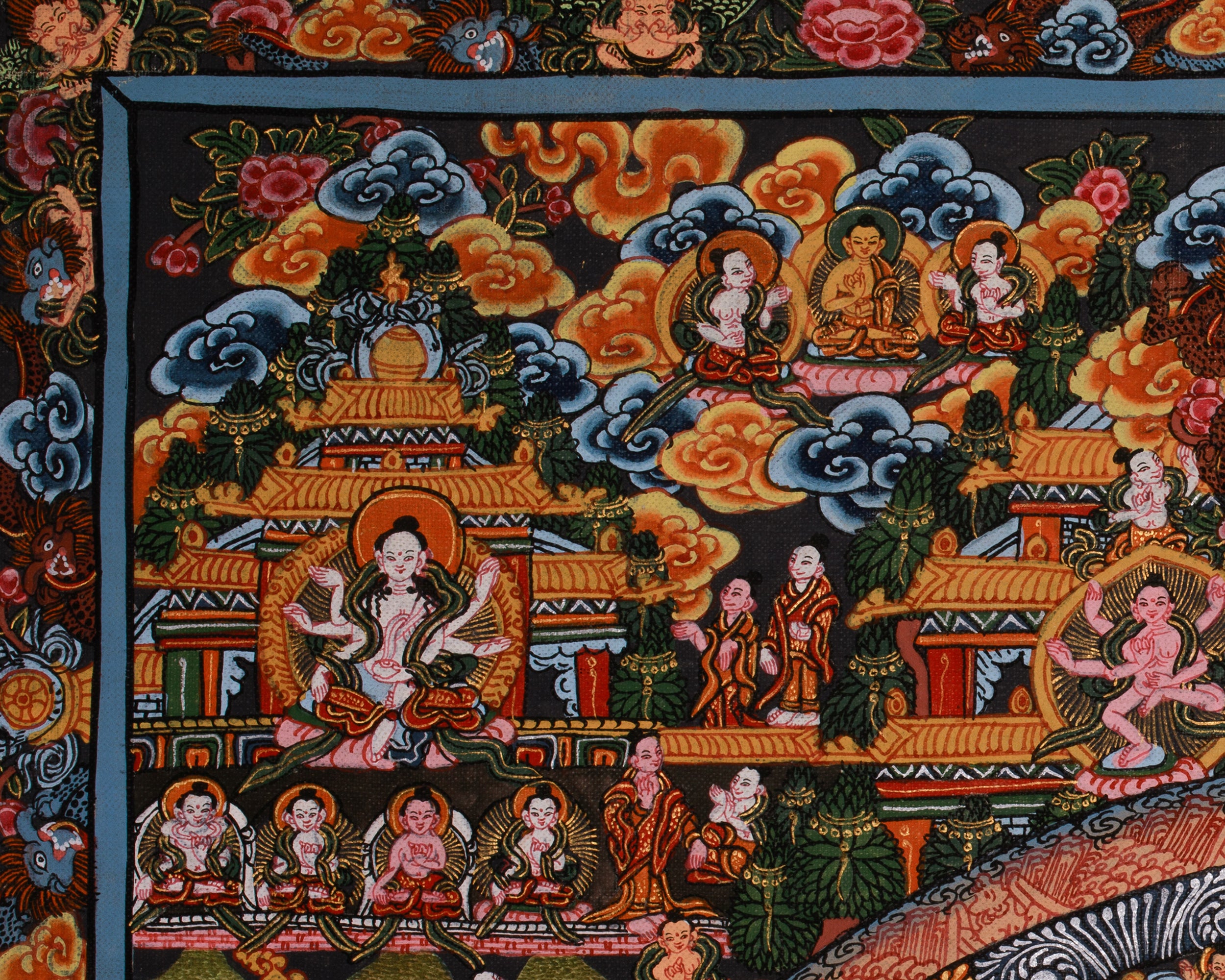 Hand-Painted Vintage Yamantaka Mandala Art | Wrathful Deity with Consort in Divine Union