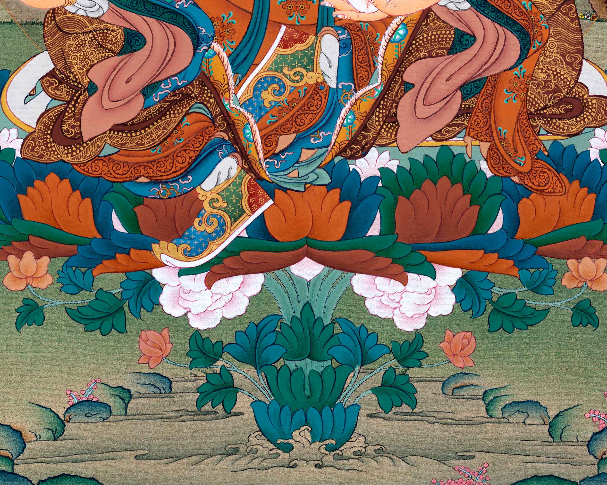 Traditional Tibetan Thangka Art For Padmasambhava Chant | Highly Revered Buddhist Master Guru Rinpoche