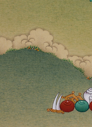 Divine Red Amitabha Buddha Thangka | Lhasa Stone Pigments
