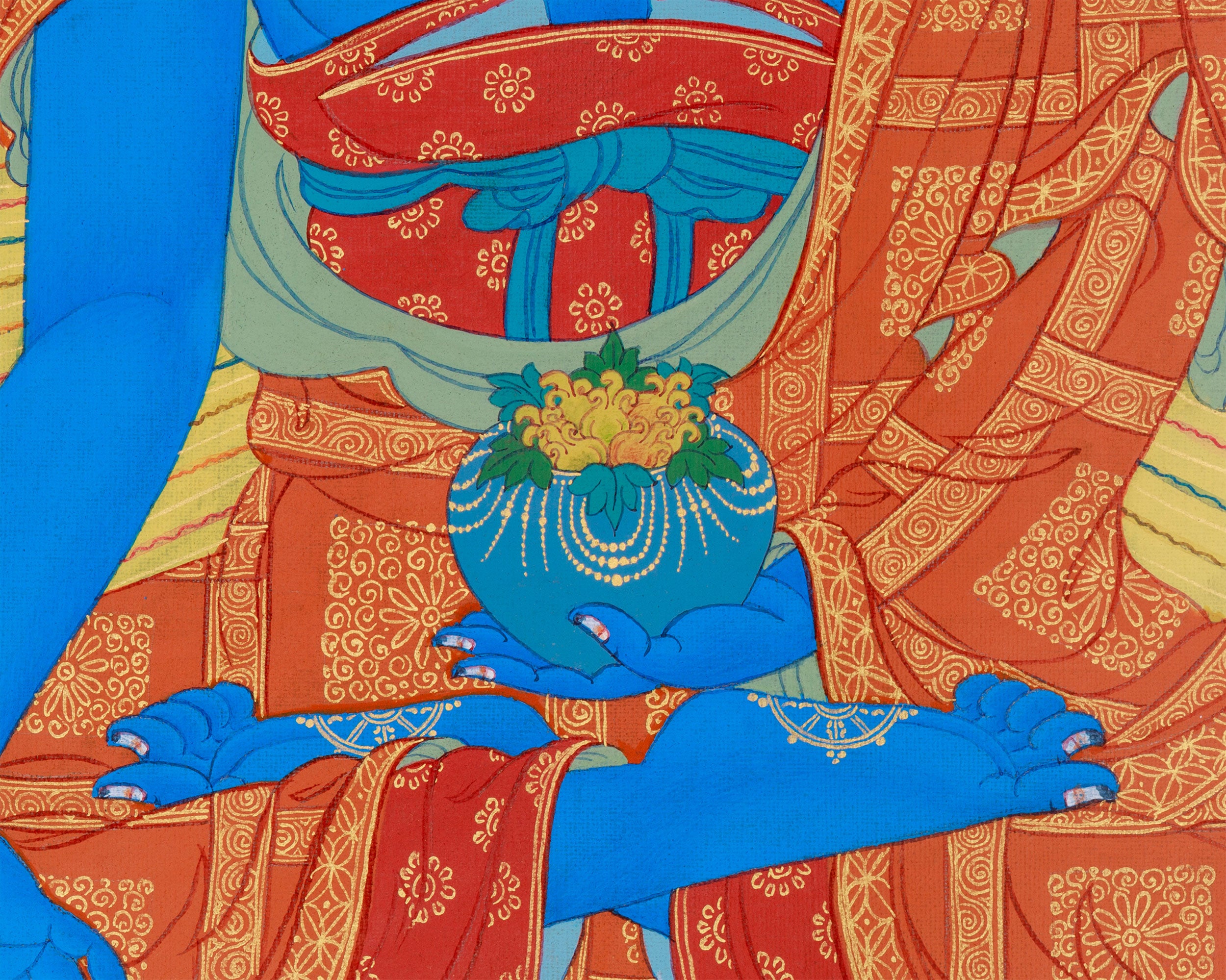 Blue Buddha Bhaishajyaguru Thangka | Medicine Buddha of Healing and Transformation