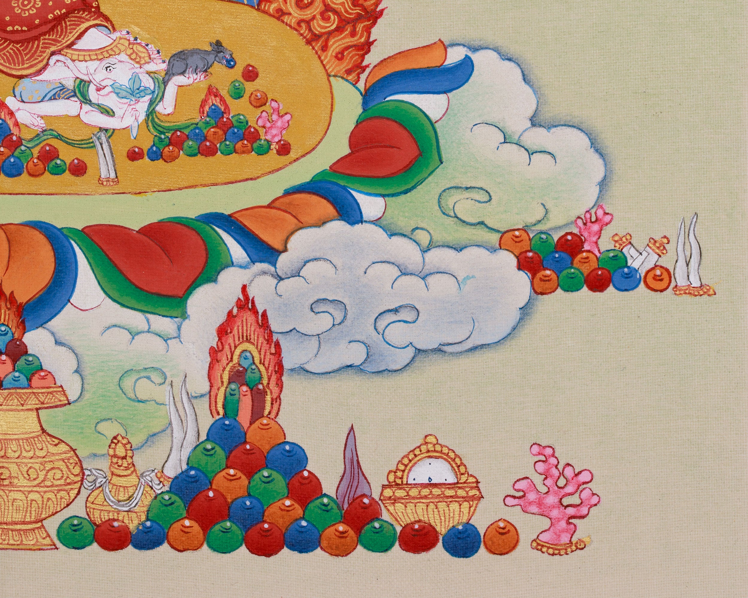 Prosperity Deity White Mahakala Thangka | The Benevolent Protector