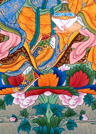 Sacred Guru Rinpoche Thangka | Handpainted Artwork For Mantra Practice | Authentic Tibetan Art