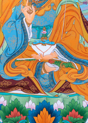 Traditional Tibetan Buddhist Art For Padmasambhava Day Celebration | Guru Rinpoche With Guru Dragpo and Singhamukha