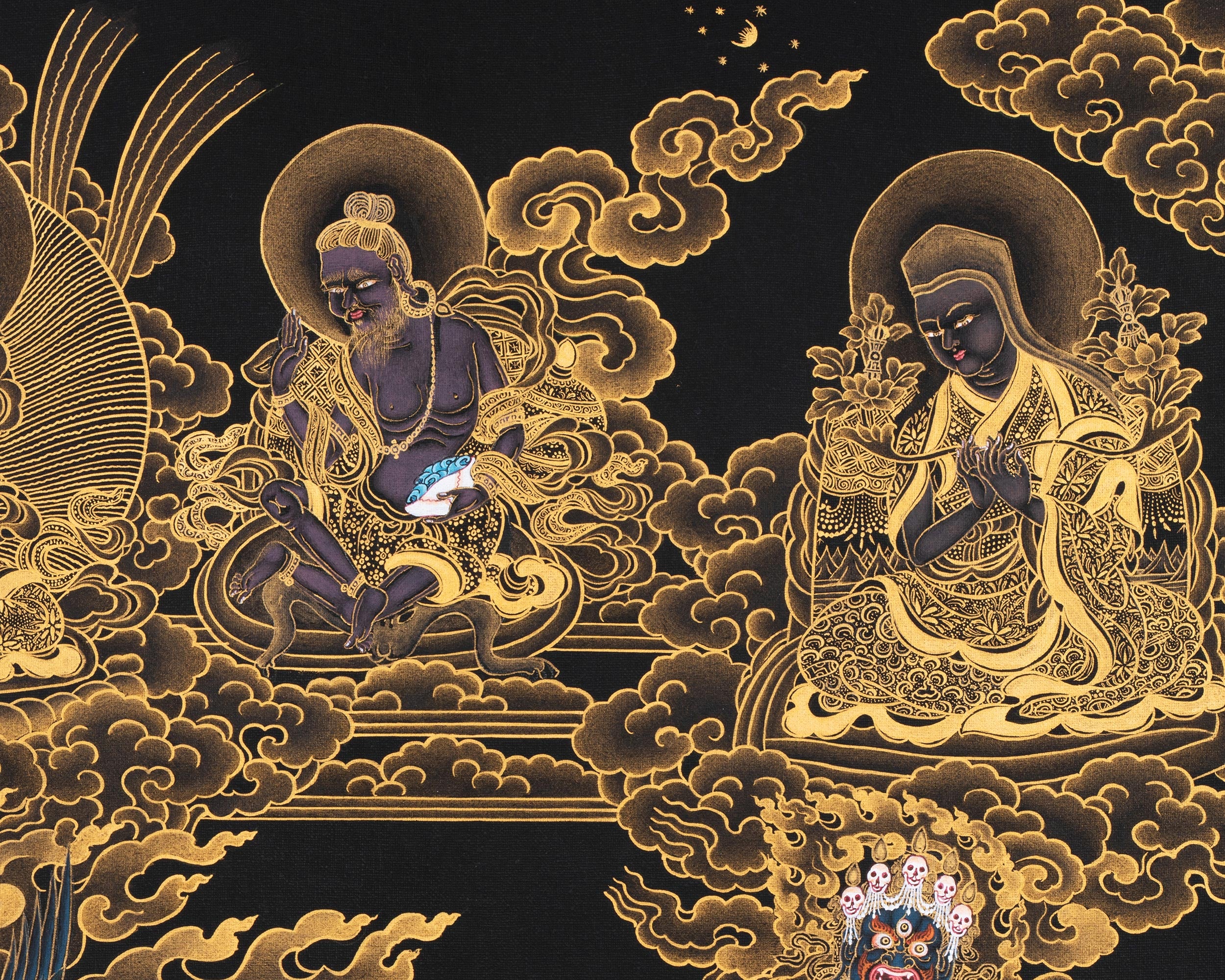Sakya Mahakala Thangka, High Quality Giclee Canvas Print, Digital Print, Mahakala Thangka