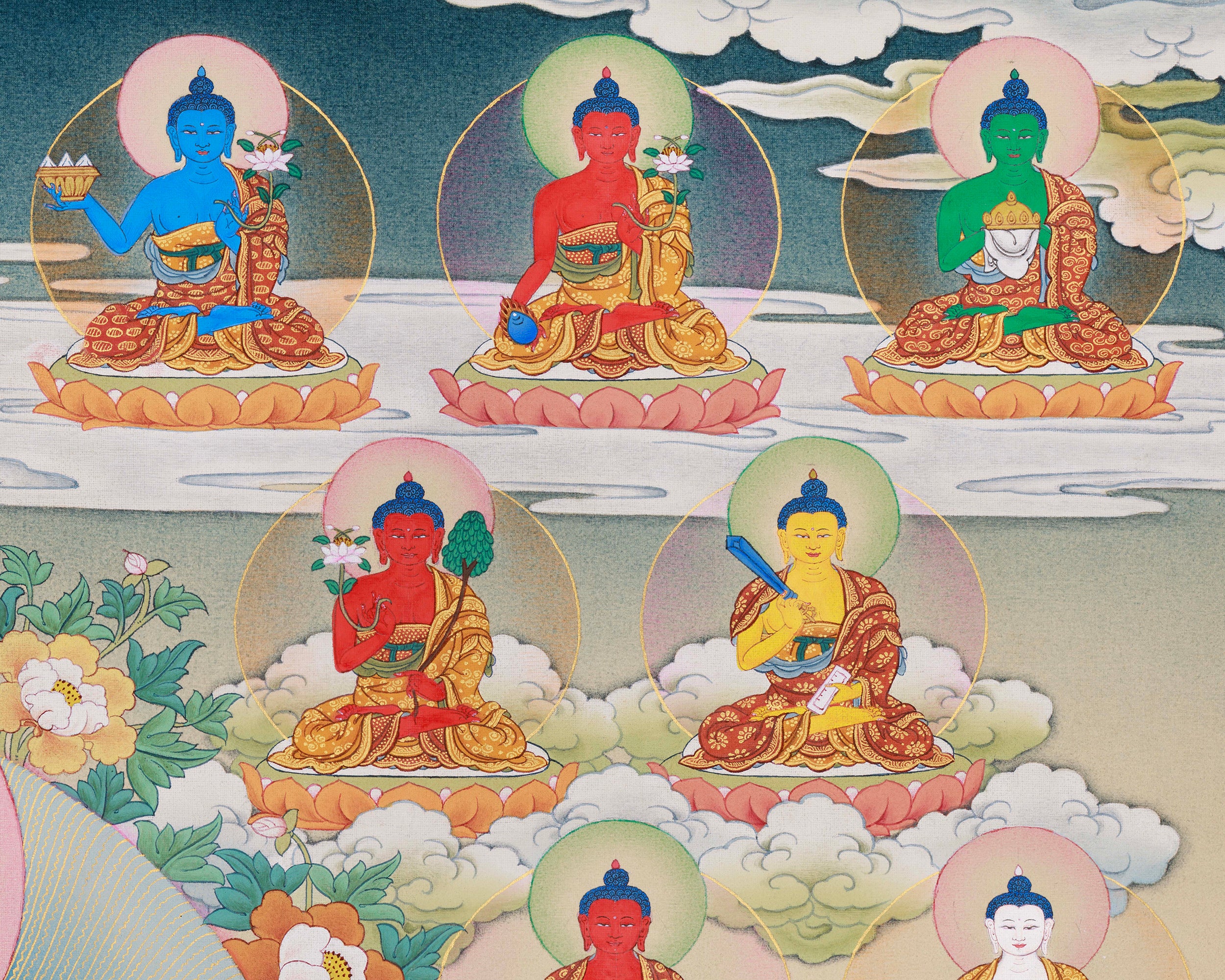 Authentic 35 Buddha Thangka | Tibetan Buddhist Painting for Self-Purification and Enlightenment