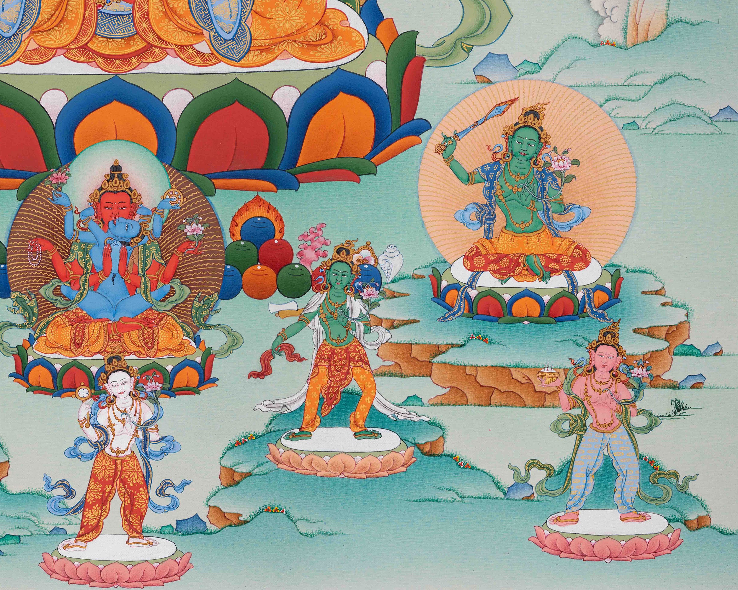 Red Chenreisg (Gyalwa Gyatso) Thangka | Manifestations of Avalokiteshvara