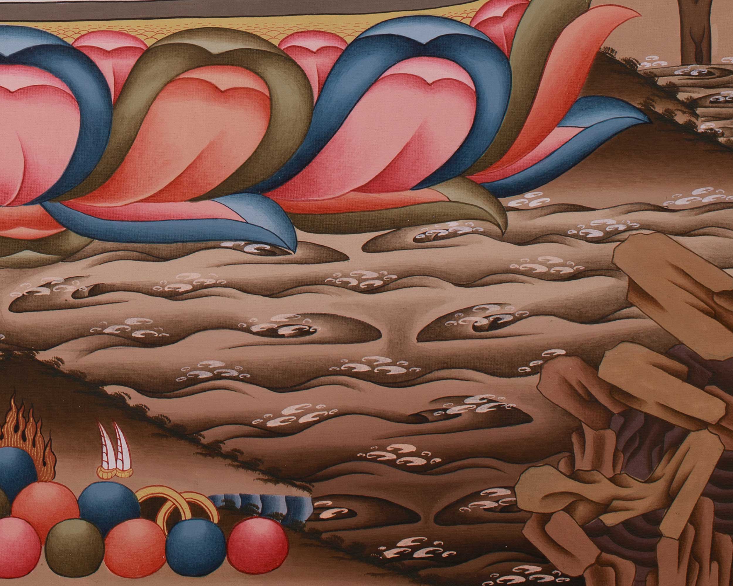 Traditional Thangka of Medicine Buddha with Amitabha | Healing Deity