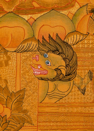 Tibetan Buddhist Painting Of Medicine Buddha Thangka | 24K Gold Style Hand Painted