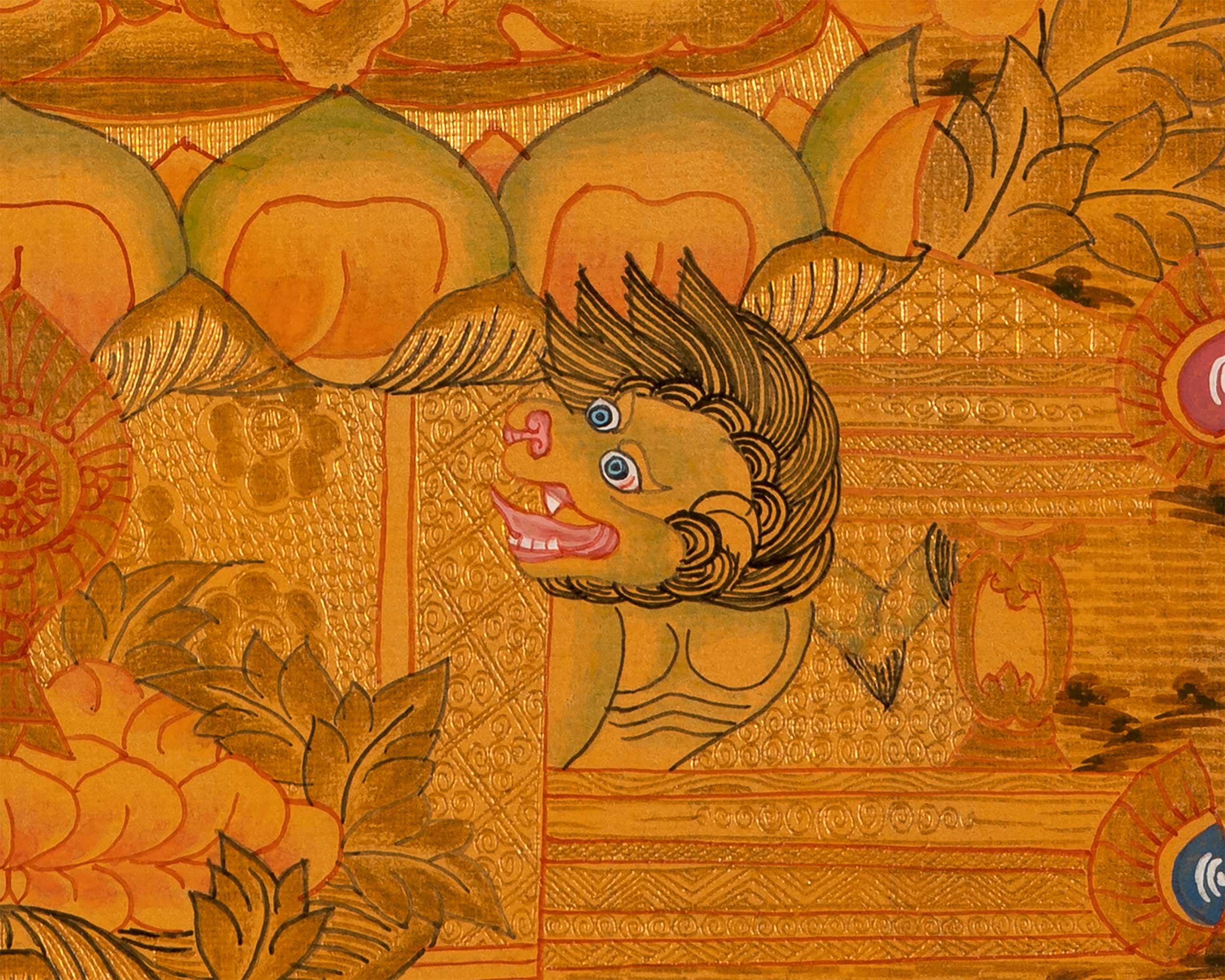 Tibetan Buddhist Painting Of Medicine Buddha Thangka | 24K Gold Style Hand Painted
