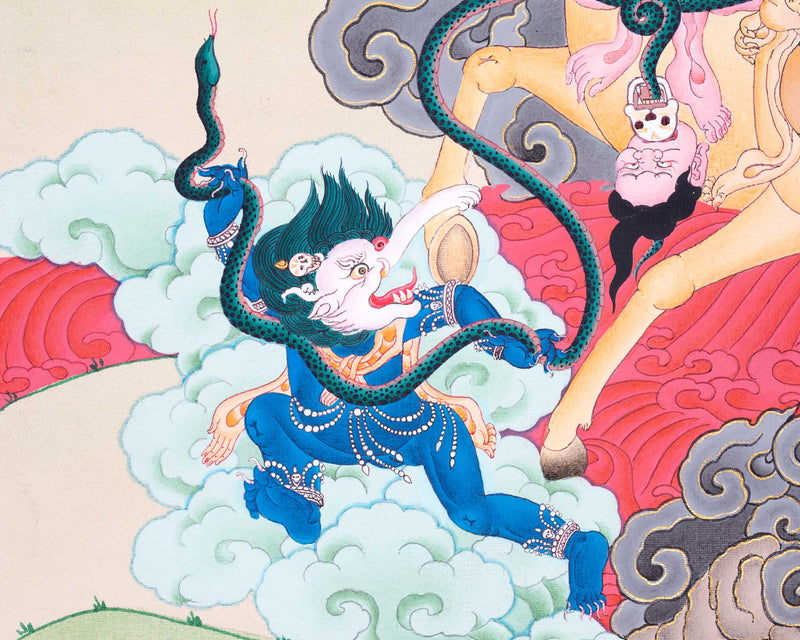 Palden Lhamo Prayer Thangka | Hand-Painted Buddhist Deity Painting
