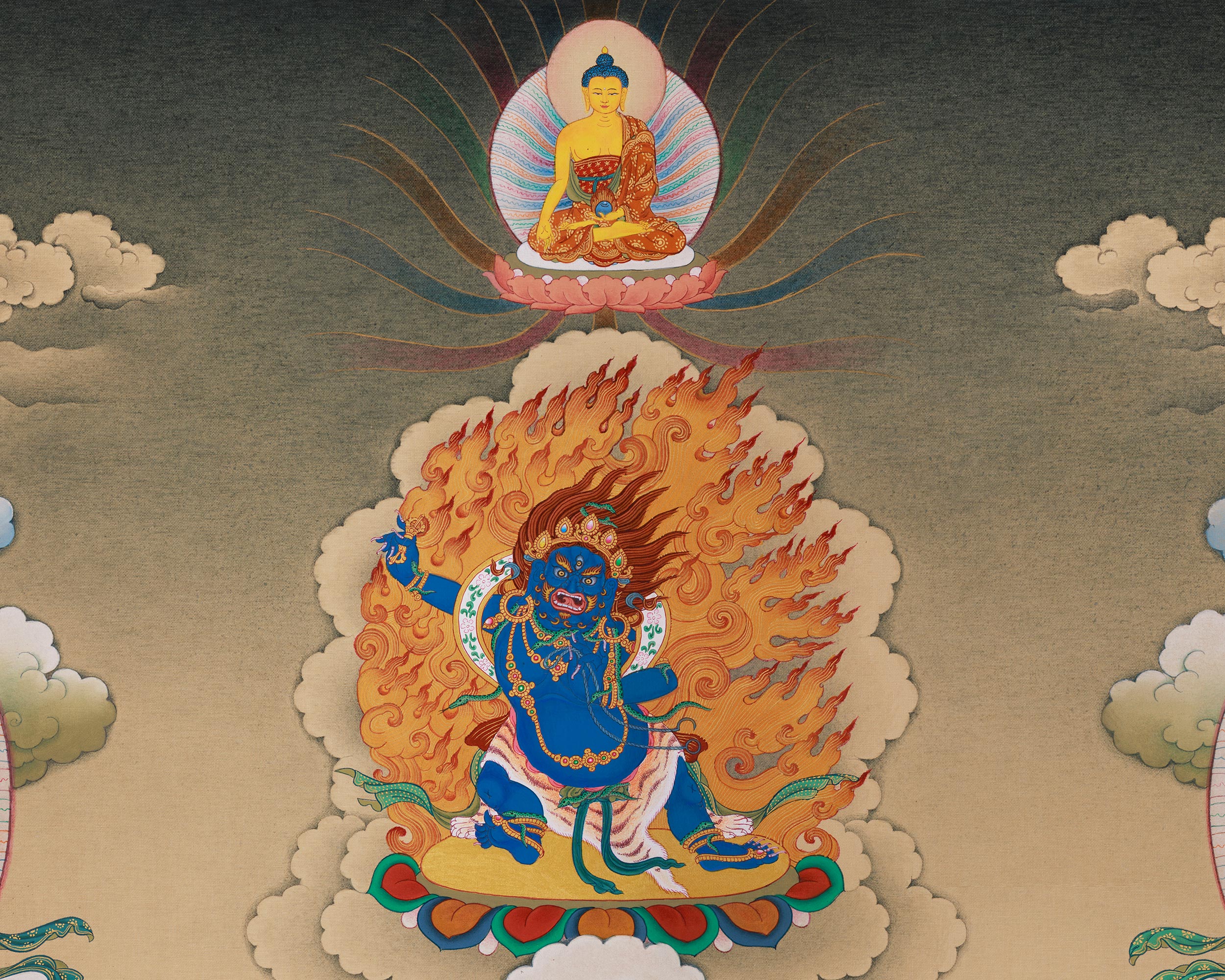 Namtoshe with 5 Dzambhala Thangka | The Wealth Deity and His Divine Companions