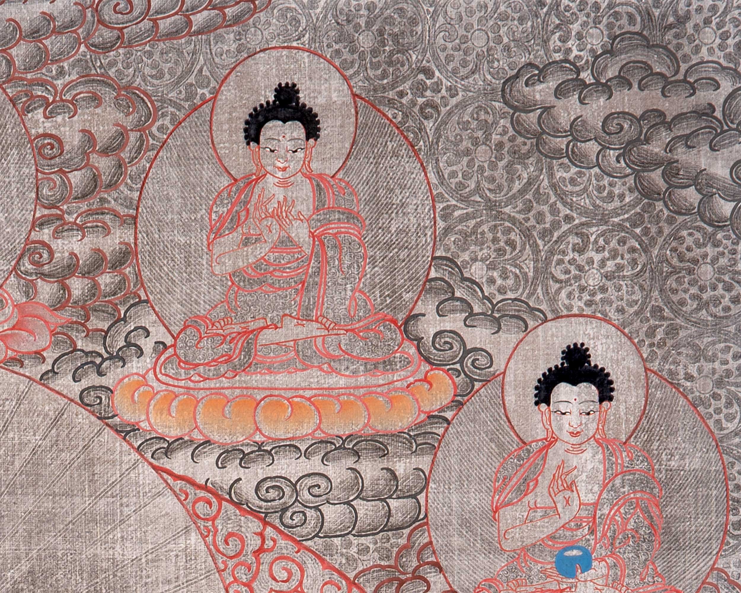 Dzambala Thangka Painting | Brocade Mounted Dzambhala Mantra