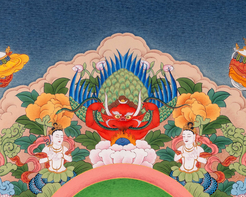 Buddha Shakyamuni with Manjushri and Maitreya Buddha Thangka