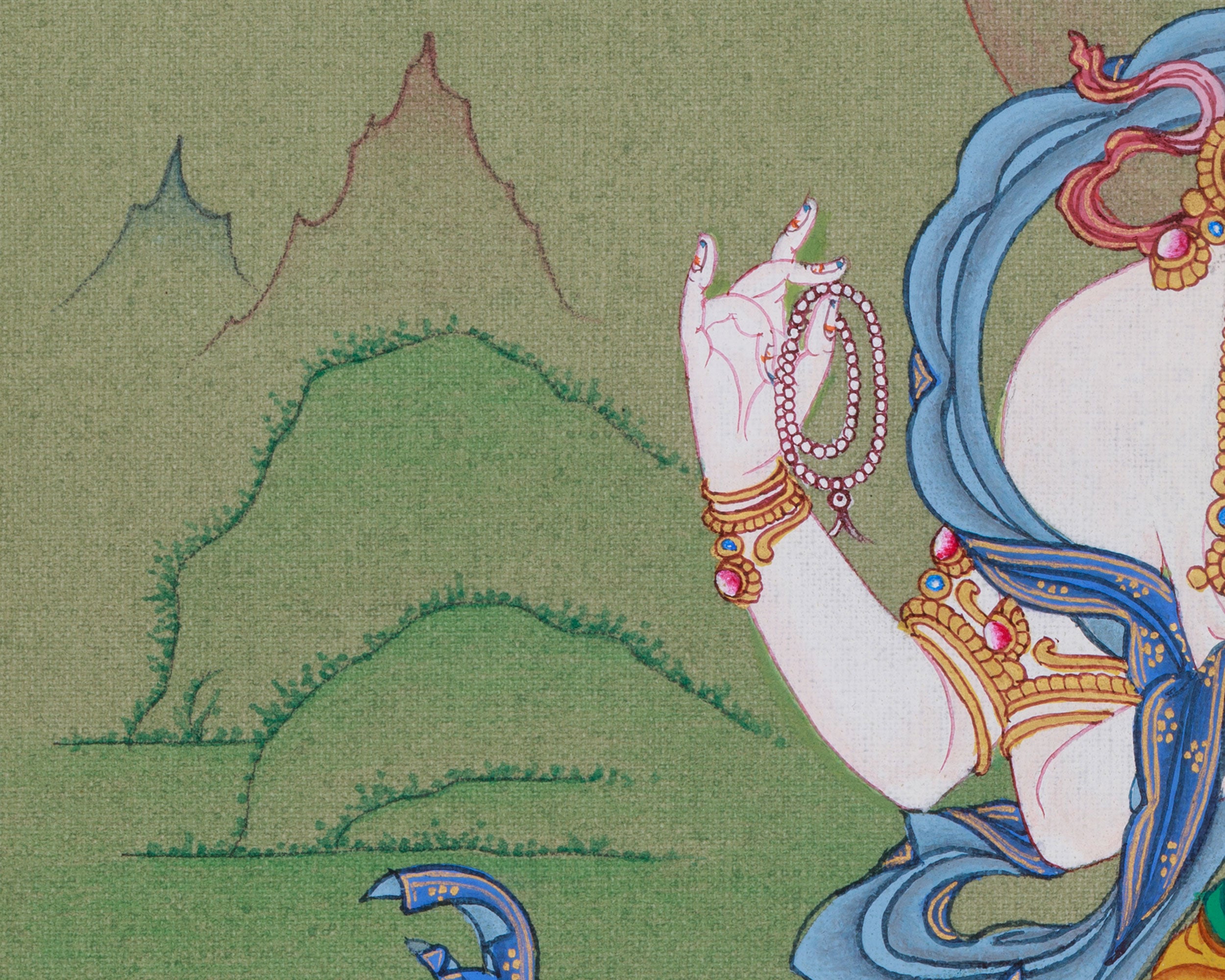 Beautiful Four-Armed Chenrezig Thangka | Avalokiteshvara Art