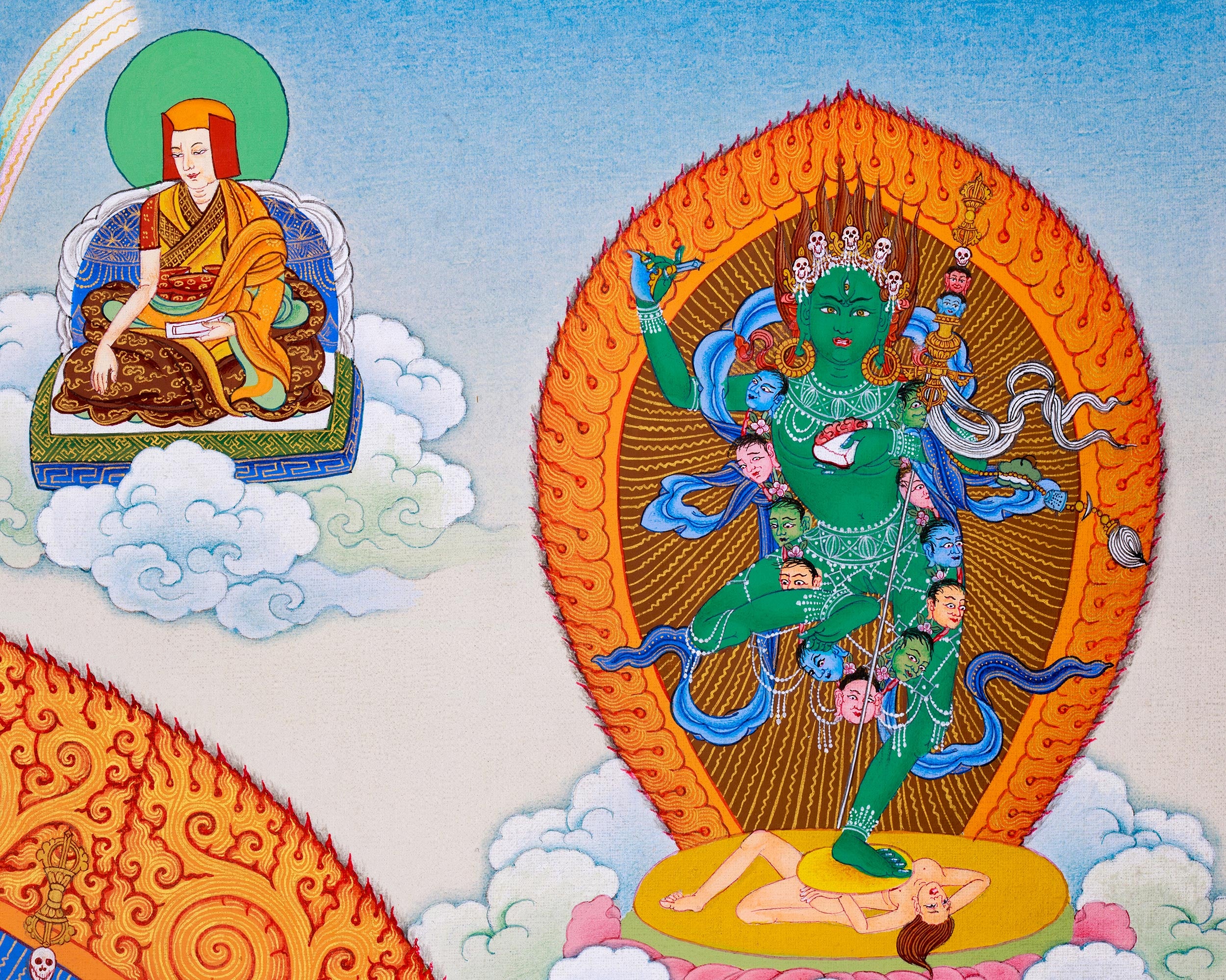 Dorje Phagmo with Four Dakini Thangka | Karma Kagyu Tradition | Exclusive Tibetan Painting