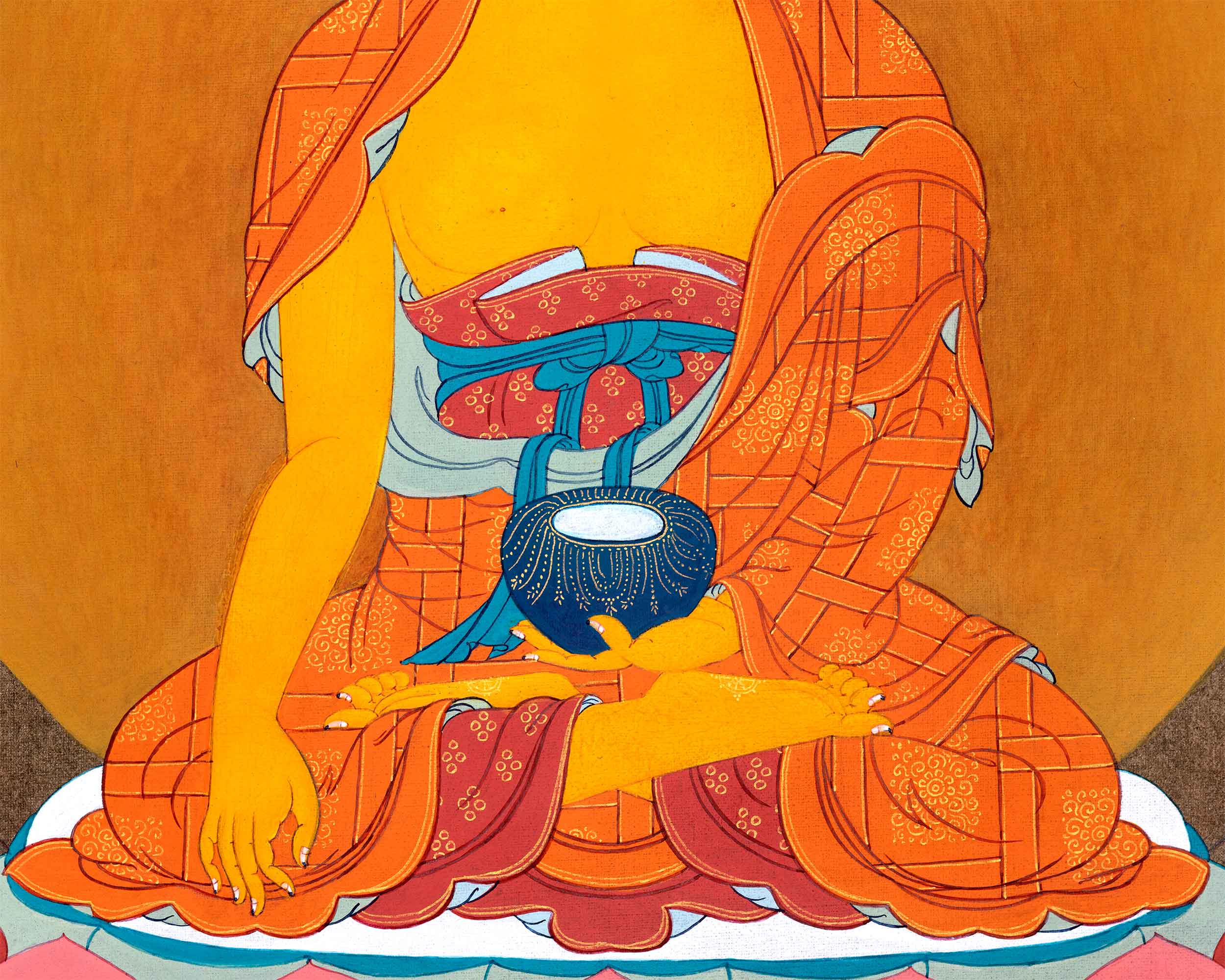 Tibetan Buddha Shakyamuni Painting | Himalayan Art of Gautama Buddha | Traditional Thangka Paiting