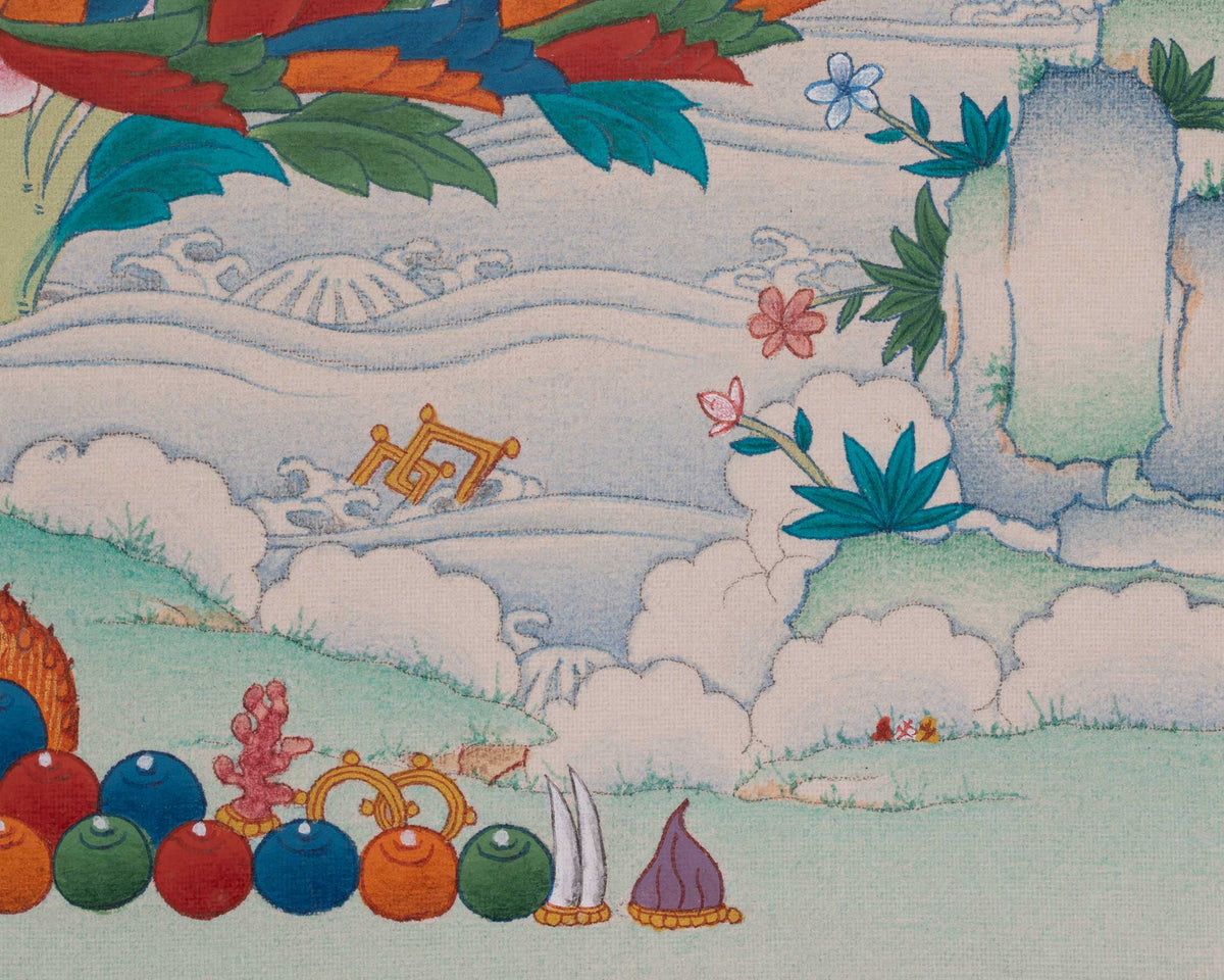 Guru Rinpoche Traditional Thangka | Lotus-Born Master of Vajrayana Buddhism