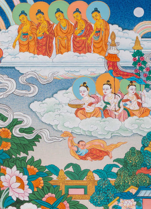Thangka Print Of Infinite Light Buddha | Amitabha Singham Art For Meditation | Gift Ideas