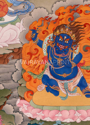 Four-Armed Avalokiteshvara Thangka Artwork Print | Traditional Bodhisattva Chenrezig on Cotton Canvas