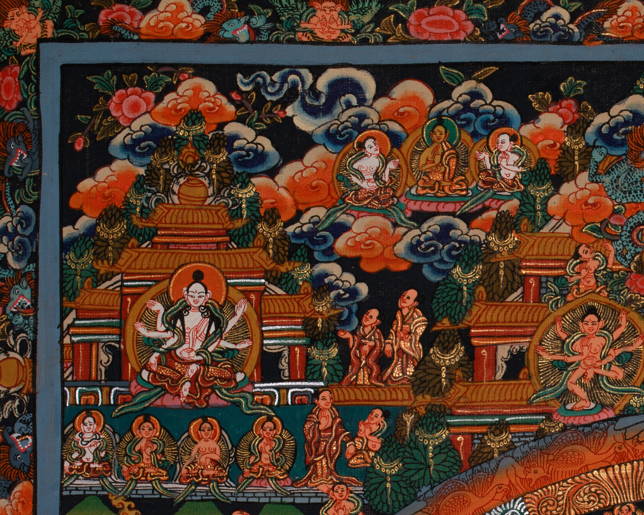 Vintage Avalokiteshvara Mandala | Celestial Beings & Cosmic Guardians