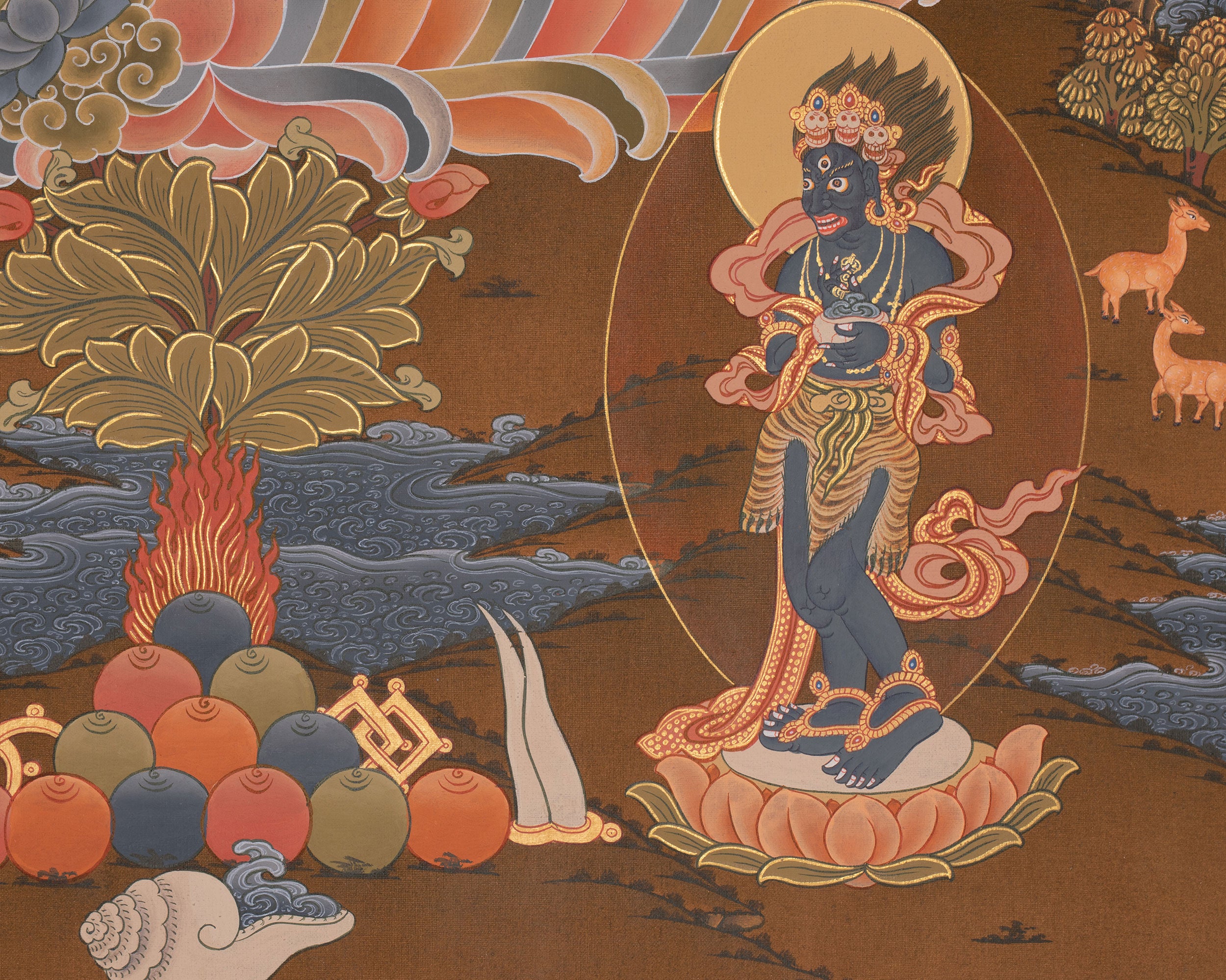 Green Tara With Five Dhyani Buddha | Divine Protection and Spiritual Harmony